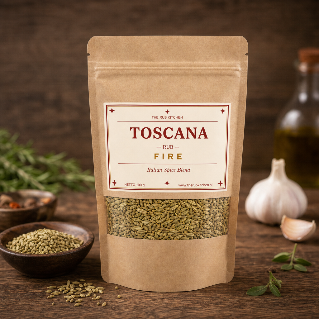 Toscana Fire Italiaanse BBQ Rub met Venkel 100g — The Rub Kitchen